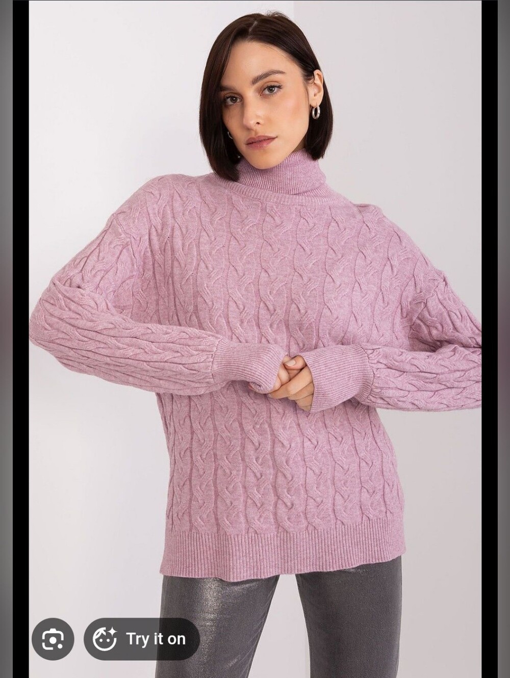 Joie Pink Cable Knit Turtleneck Sweater Size XL